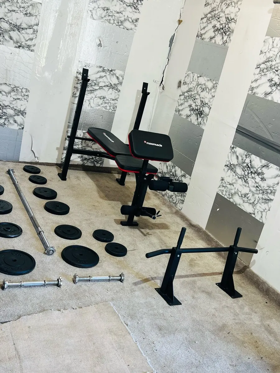 Maximucle weighs bench 50kg weights bar dumbbells - Image 4