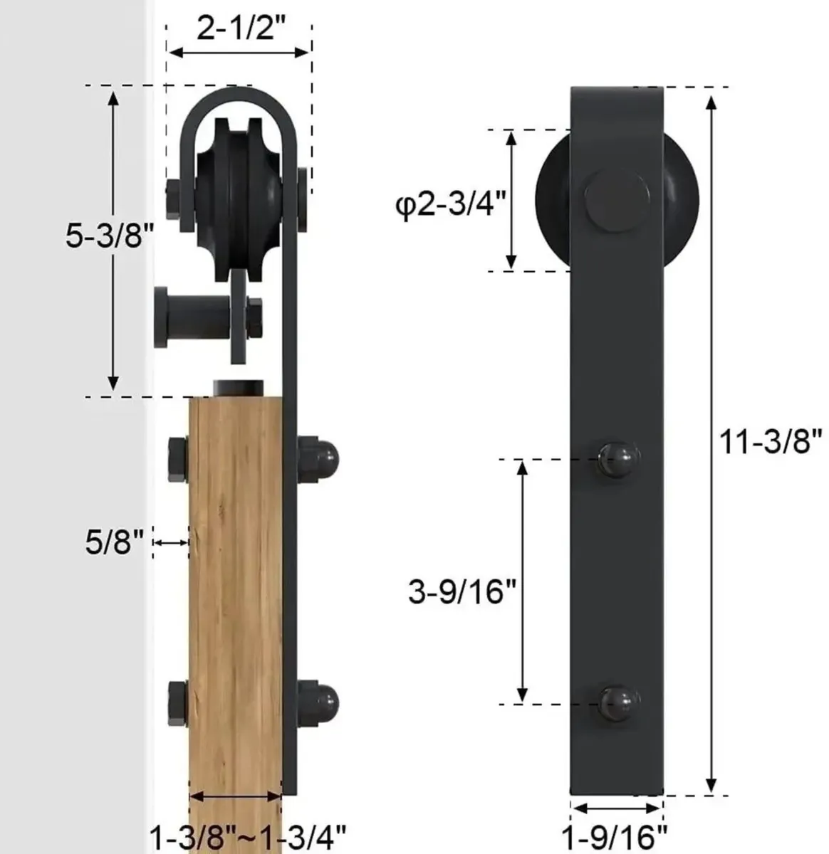 Double Sliding Barn Door Kit 10FT J-Shape - Image 4