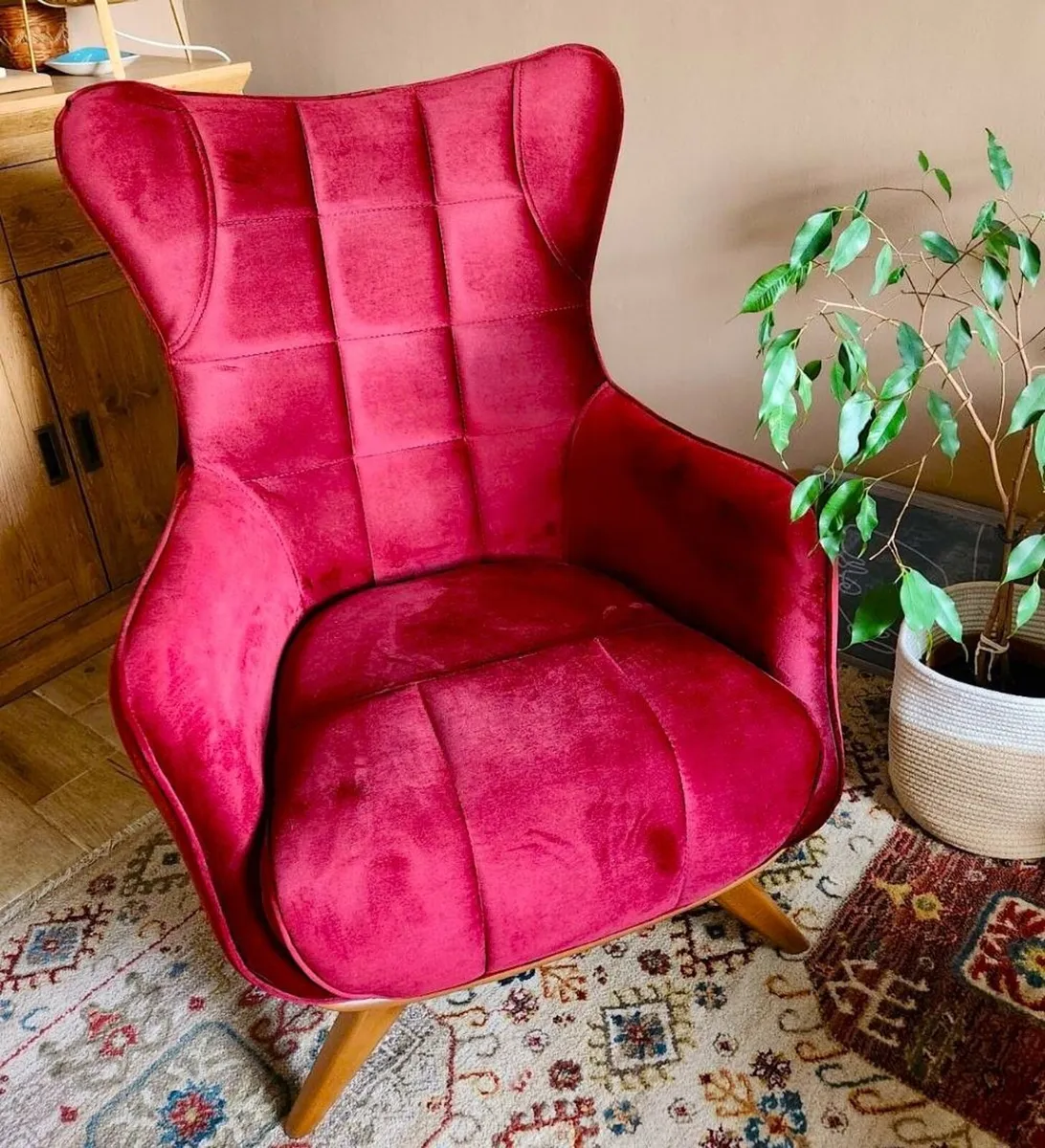 Red Velvet armchair - new never used - Image 1