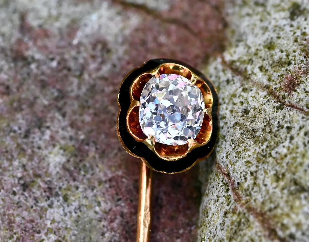 Antique 1ct Diamond Tie Pin / Lapel Pin circa 1850 - Image 1