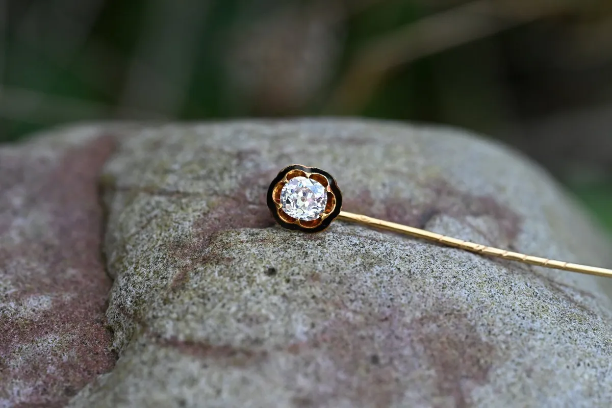 Antique 1ct Diamond Tie Pin / Lapel Pin circa 1850 - Image 2