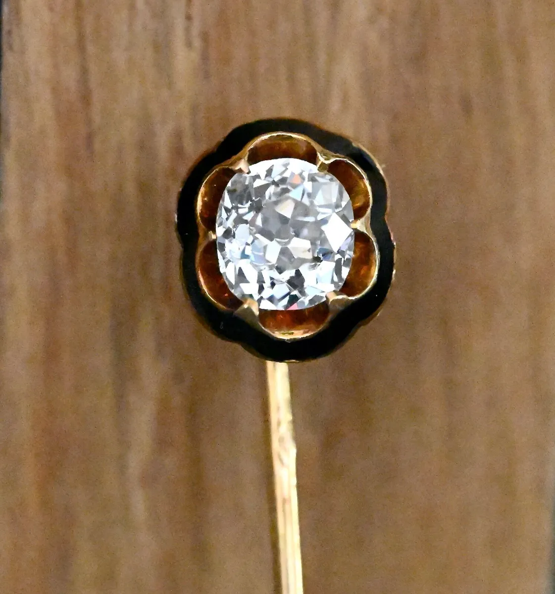 Antique 1ct Diamond Tie Pin / Lapel Pin circa 1850 - Image 4