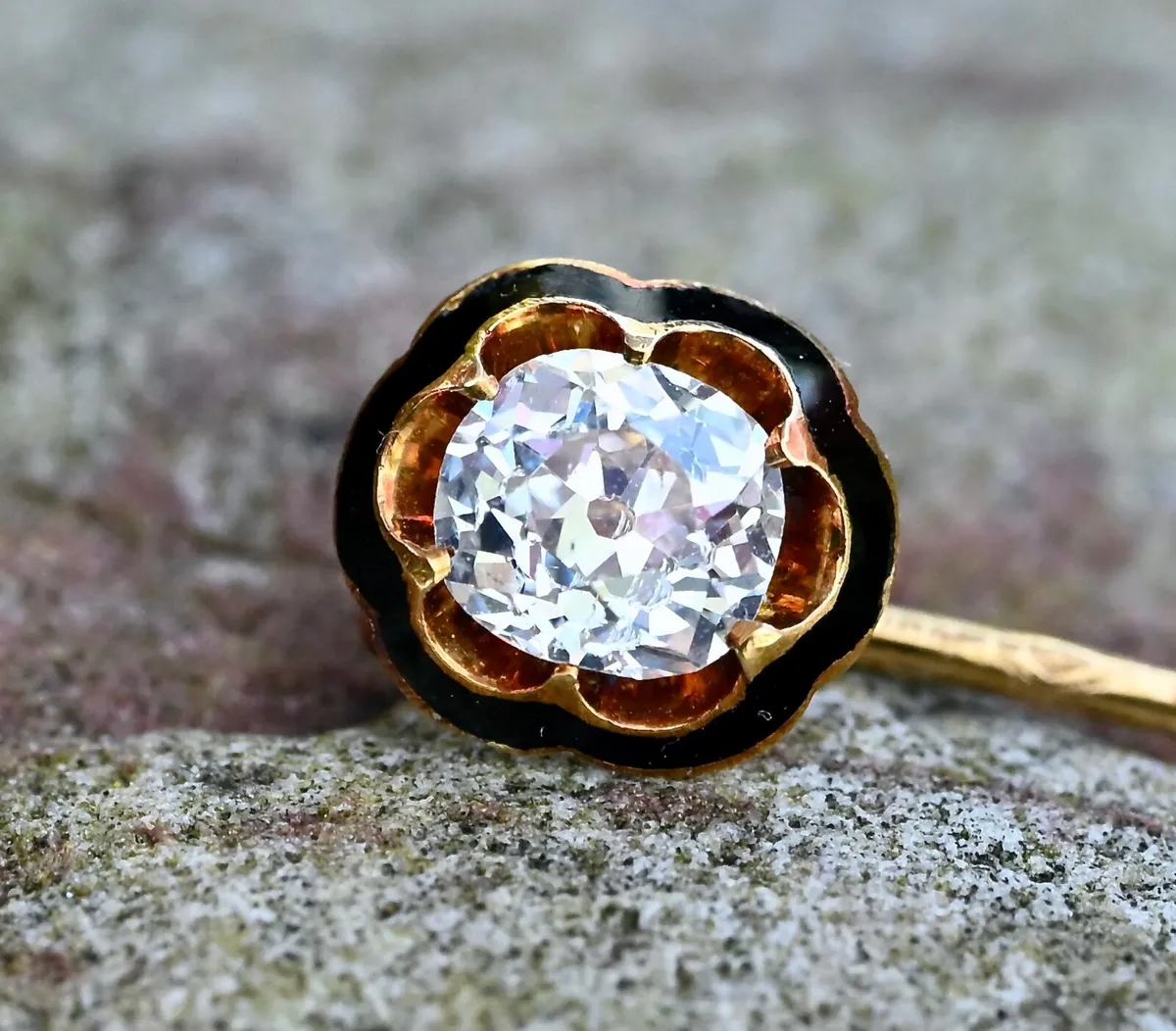 Antique 1ct Diamond Tie Pin / Lapel Pin circa 1850 - Image 3