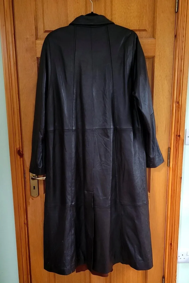 Vtg Y2K Soft Dark Brown Leather Long Coat by Higgs - Image 3