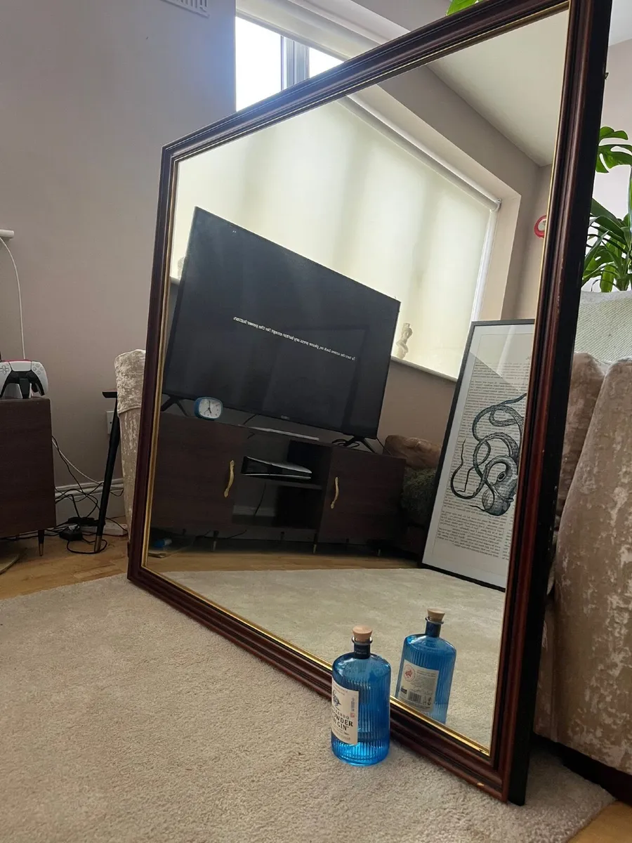 Large Luxury Square Mirror 120x120cm Solid Wood - Image 1