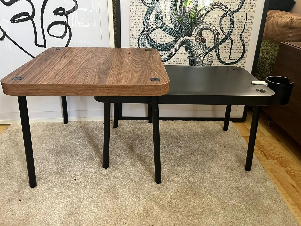 Modern Nesting Side Tables Wood & Black - Image 1