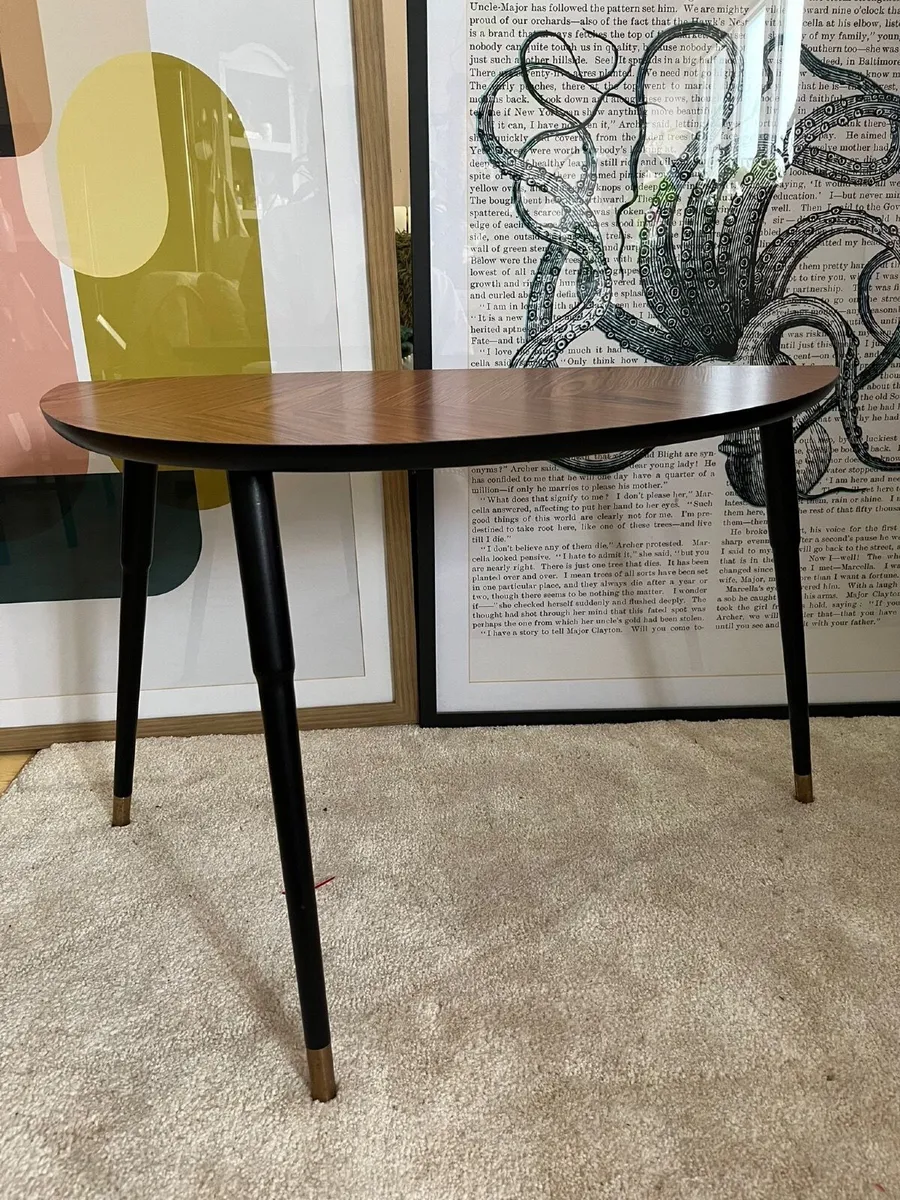 Mid-Century Modern Leaf Coffee Table Chevron Wood - Image 1