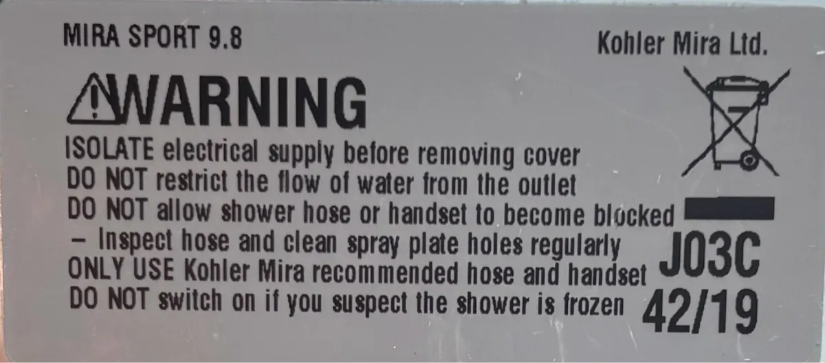 Mira Sport 9.8KW Electric shower - Image 3