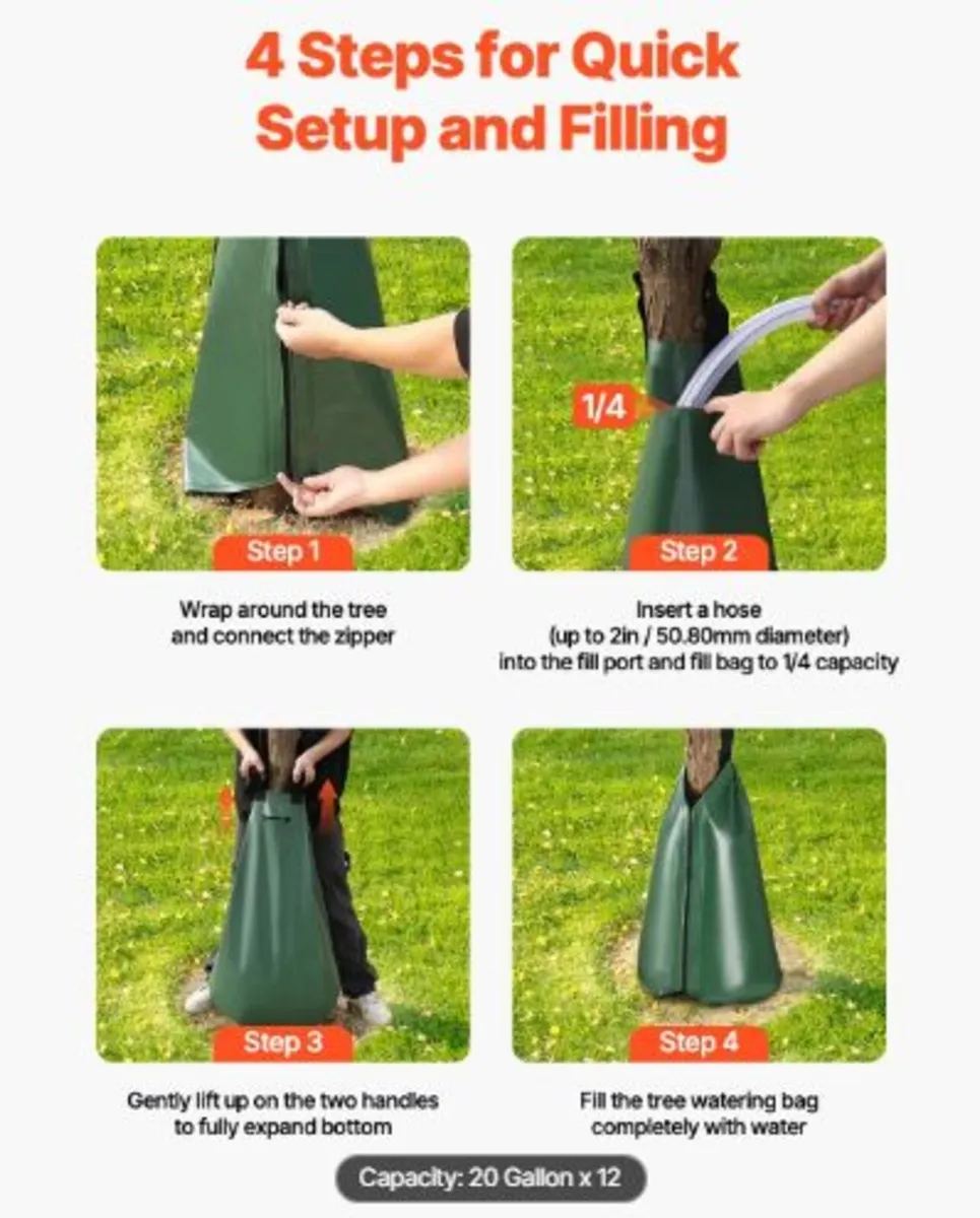 Tree Watering Bag,12 Packs 20 Gallons Watering Bag - Image 4
