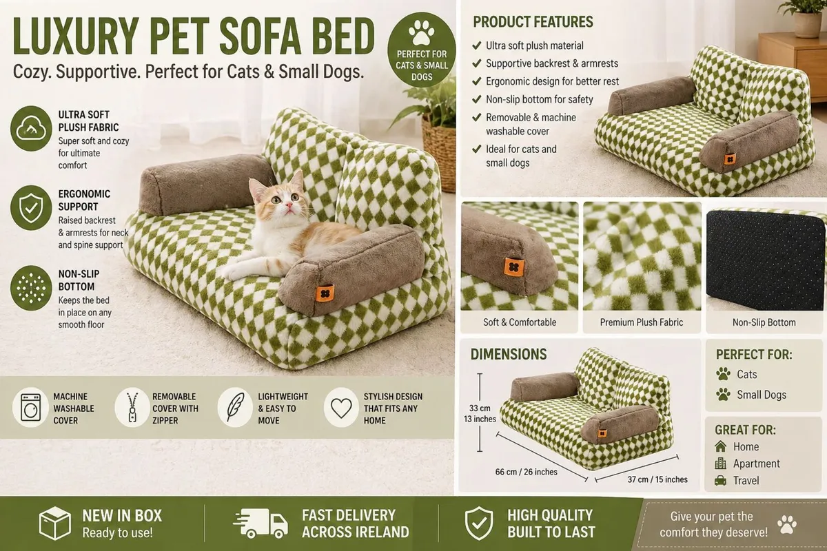 Large Dog Bed Cat Sofa, Washable Fluffy Pet Couch - Image 4