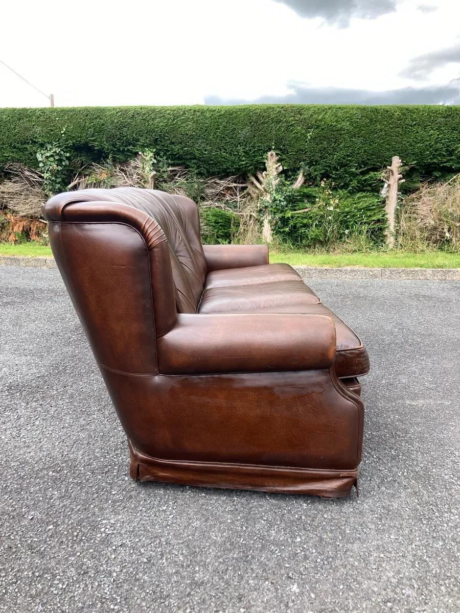 Three Seater Leather Couch Sofa - Image 4