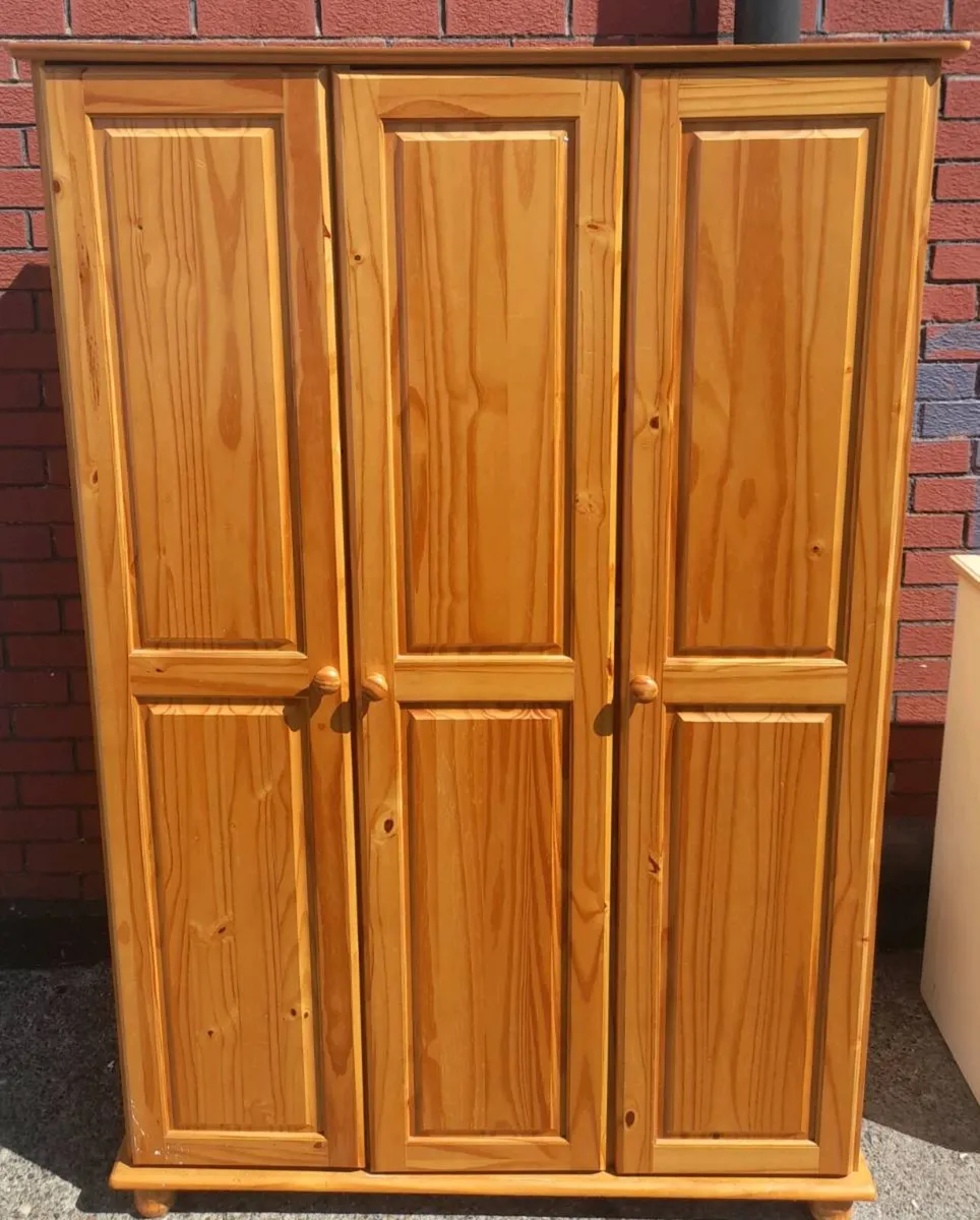 3 door pine wardrobe for sale - Image 1
