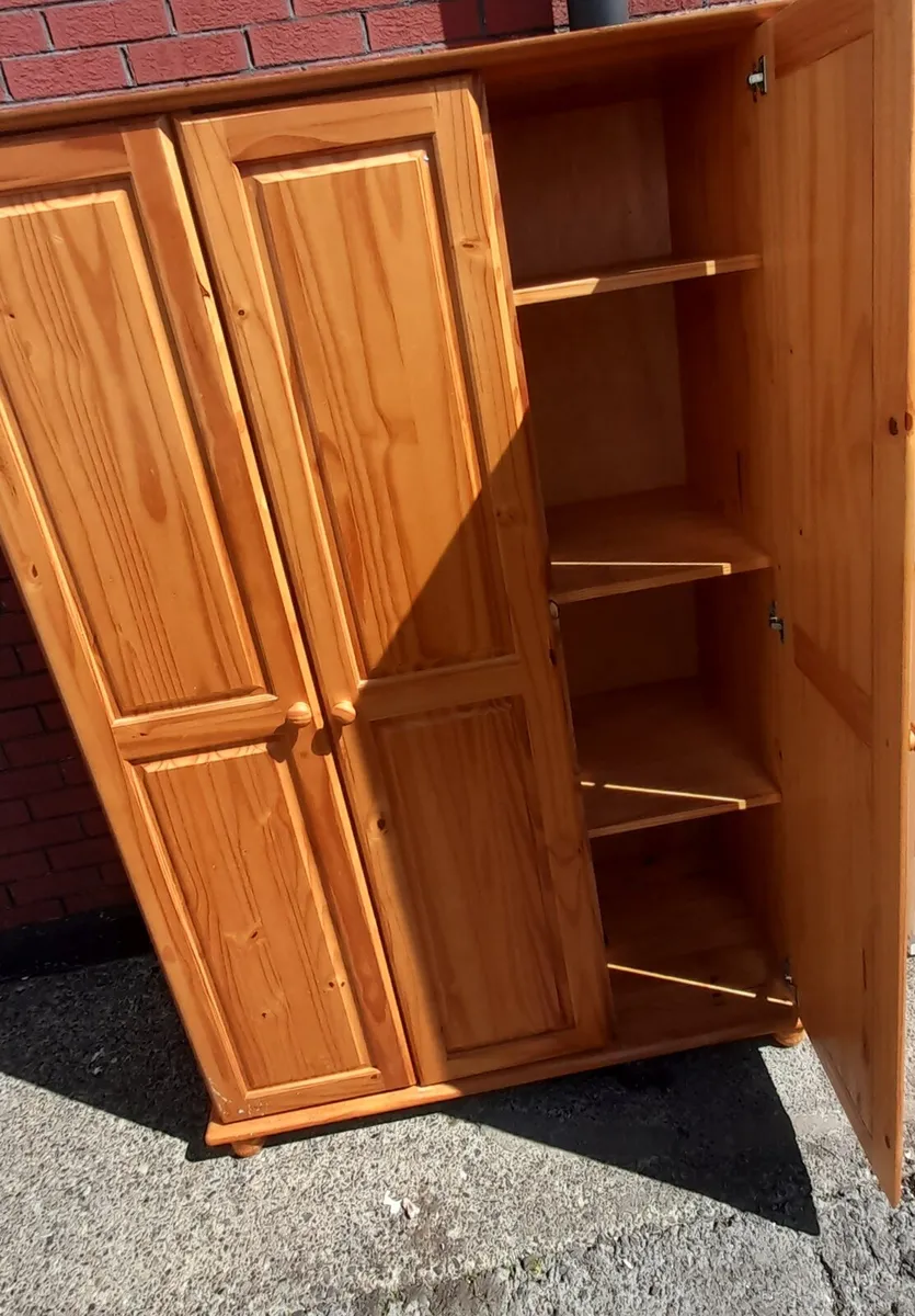 3 door pine wardrobe for sale - Image 4