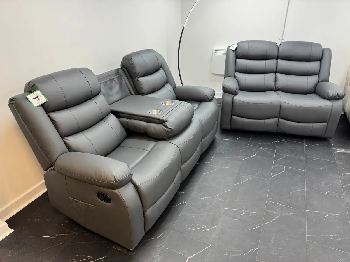 Roma 3+2 Aire Leather Recliner Sofa Set - Image 4