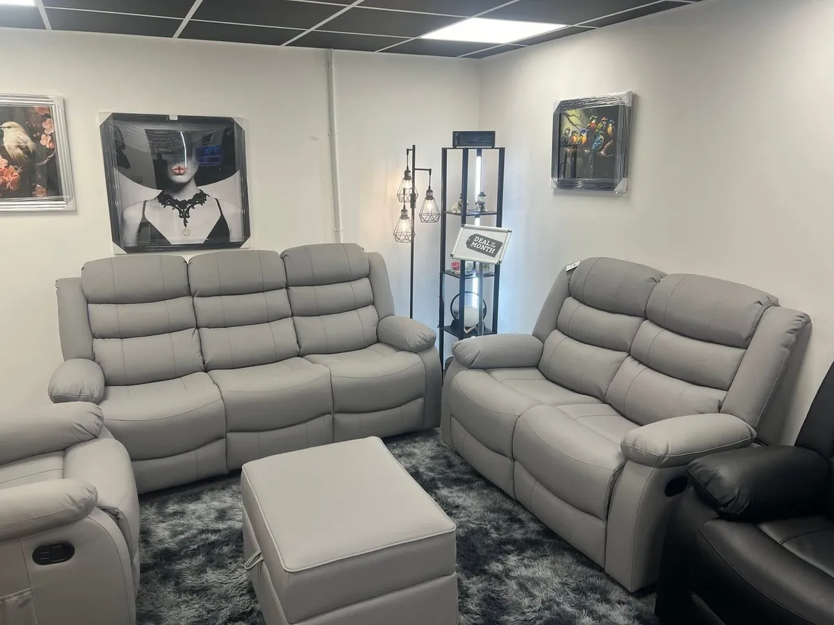 Roma 3+2 Aire Leather Recliner Sofa Set - Image 2