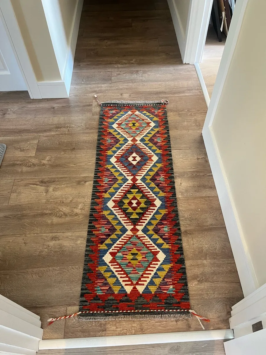 Vintage Handwoven Kilim Runner Rug - Image 1
