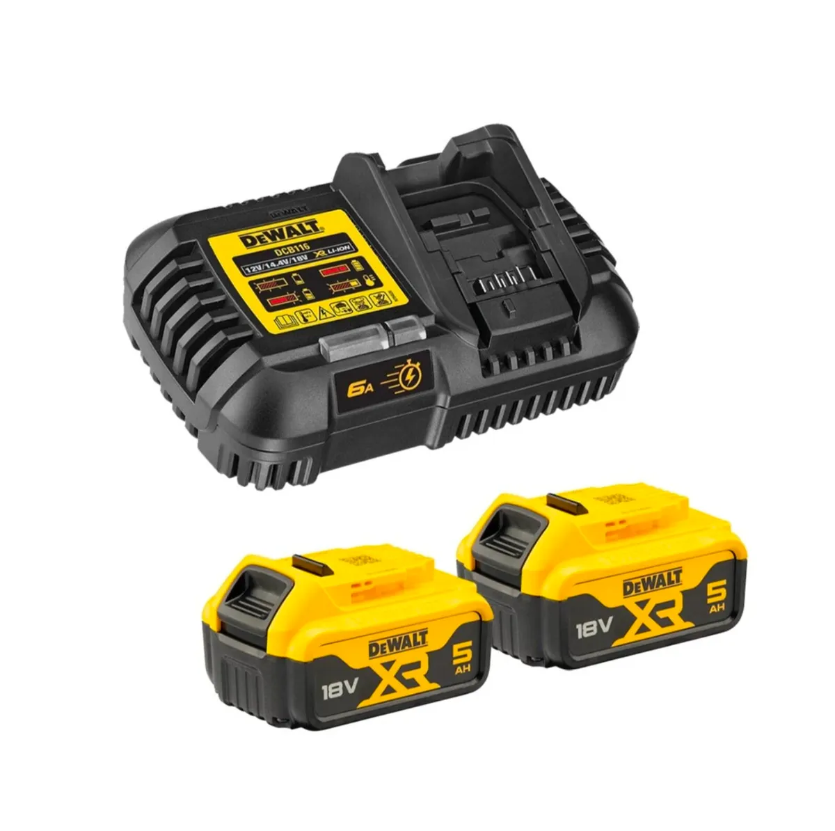 DeWalt 18v XR 2 x 5Ah Batteries and Fast Charger