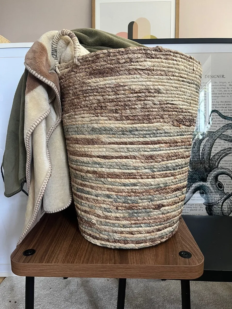 Large Woven Seagrass Storage Basket Boho Style