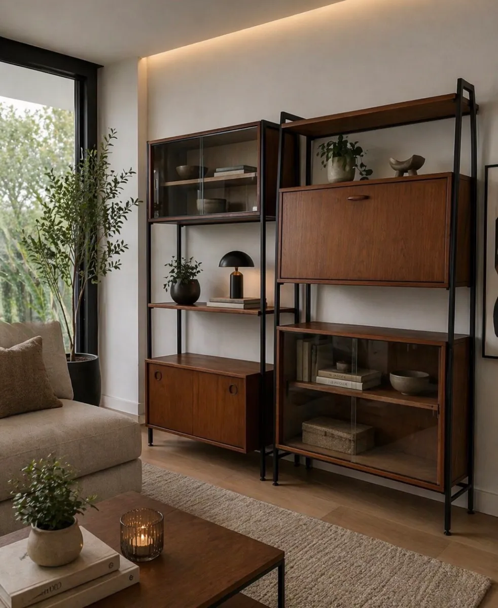 Vintage mid century ladderax shelving bays x2 - Image 1