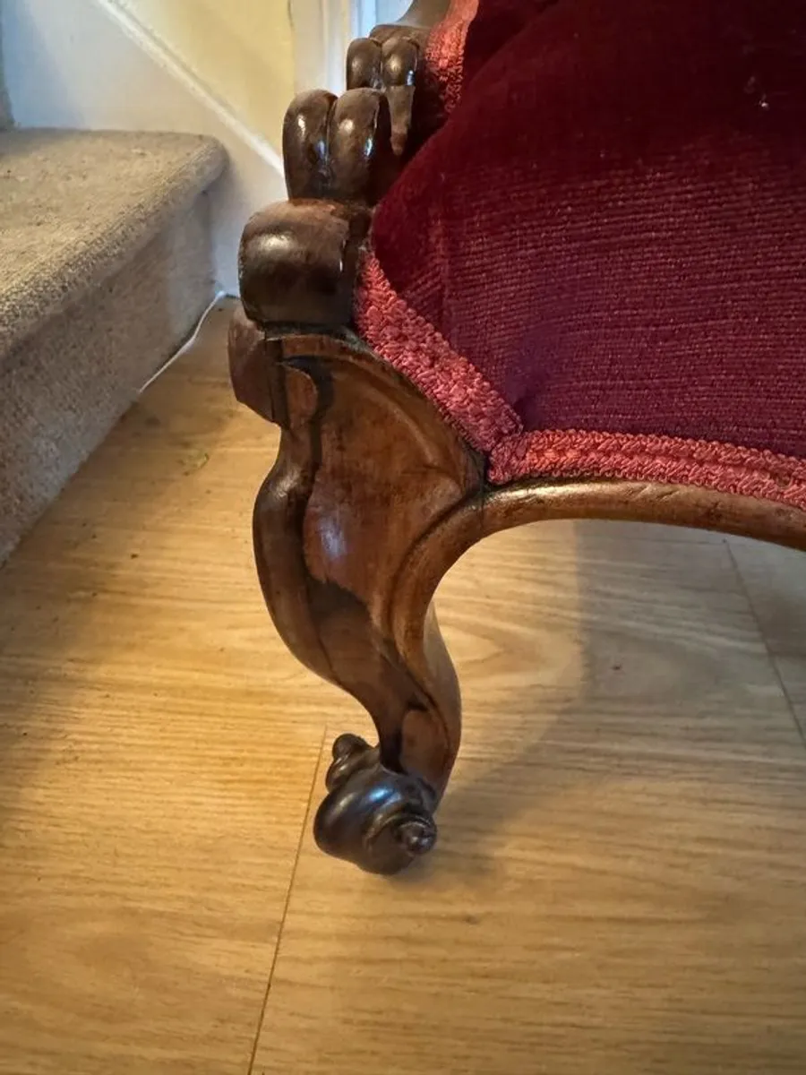 Antique Victorian Rosewood Slipper Chair - Image 2