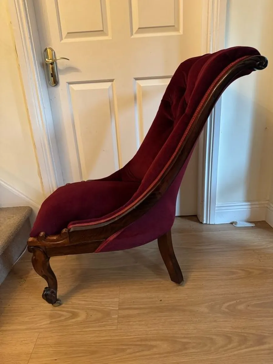 Antique Victorian Rosewood Slipper Chair - Image 4