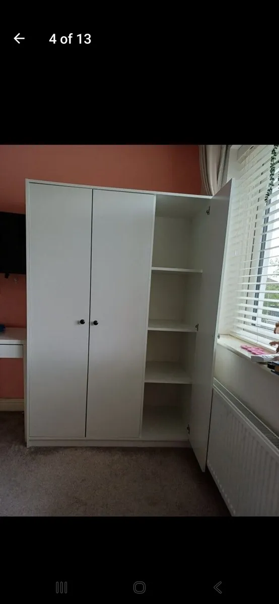 3 door wardrobe with hanging space and shelves. - Image 3