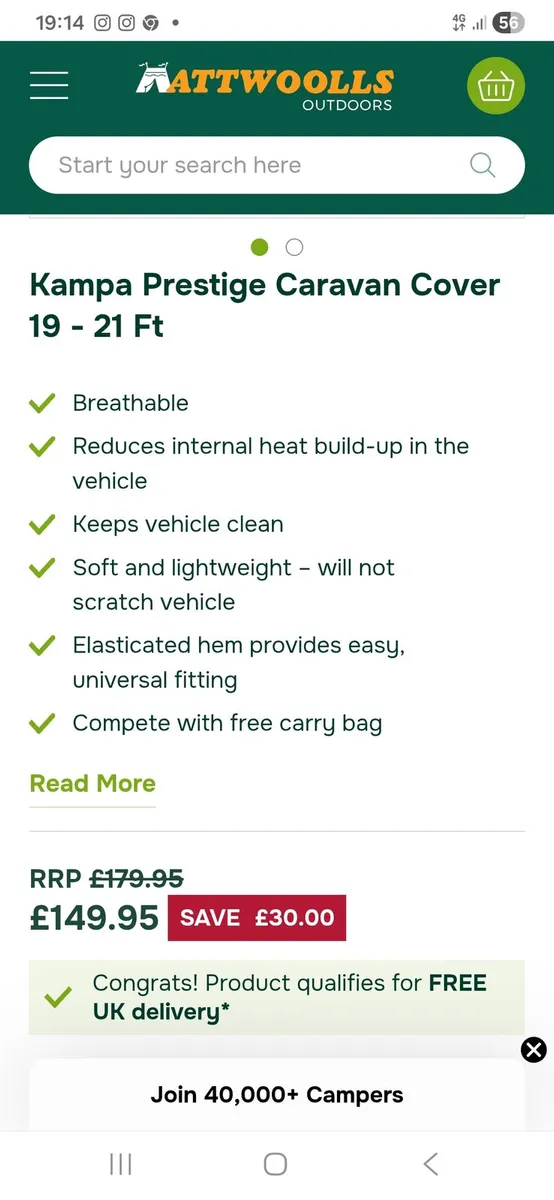 Kampa caravan cover to fit 19 to 21 feet €100 - Image 4