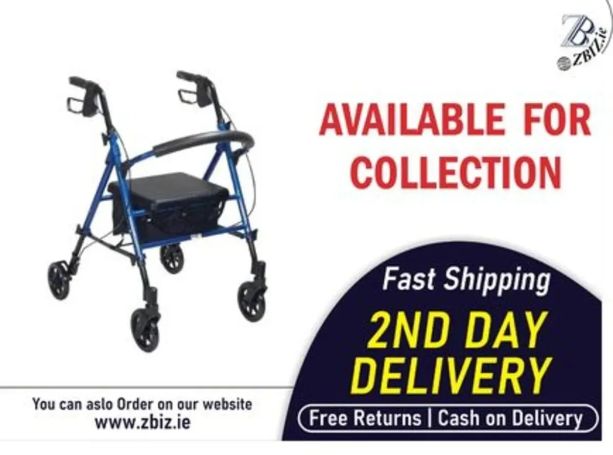 Rollator with Tray and Basket - Easy to Fold - Image 1