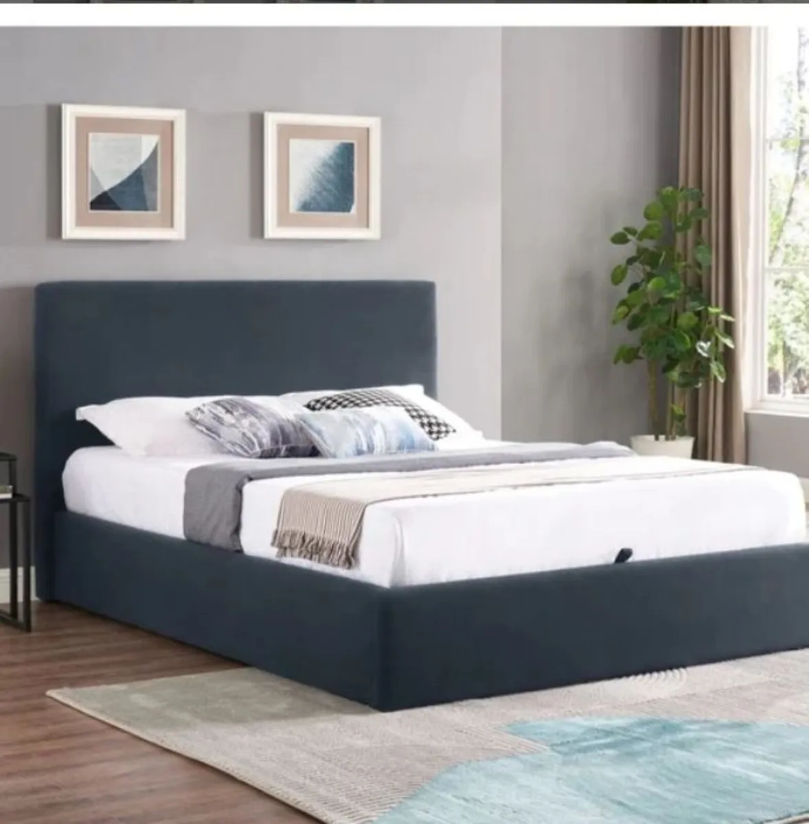 Ezra Navy Ottoman Bedframe / 2 Sizes & 3 Colours - Image 1
