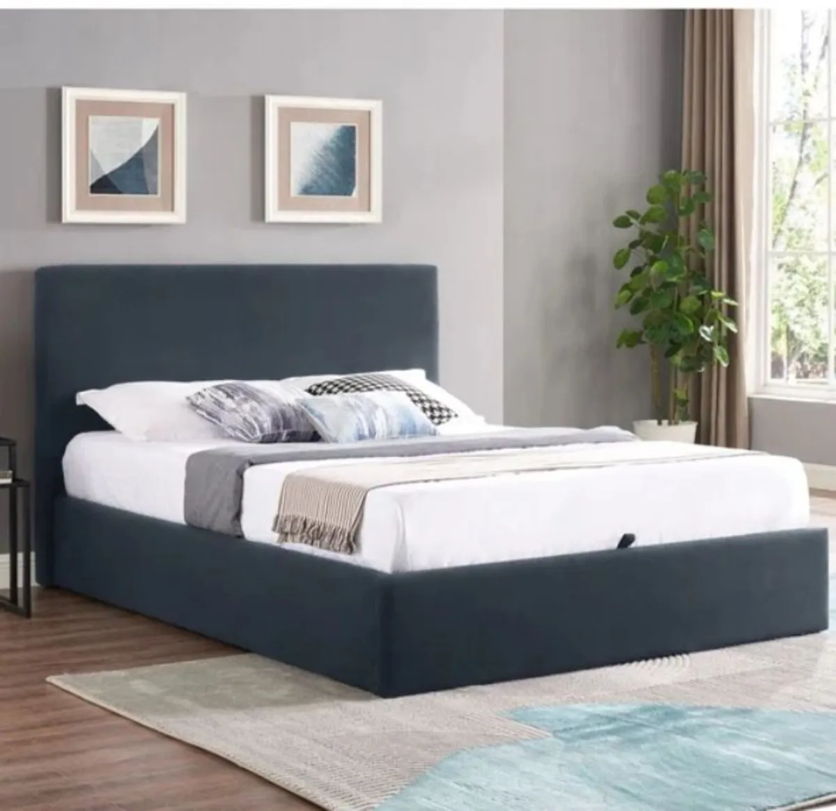 Ezra Navy Ottoman Bedframe / 2 Sizes & 3 Colours - Image 2