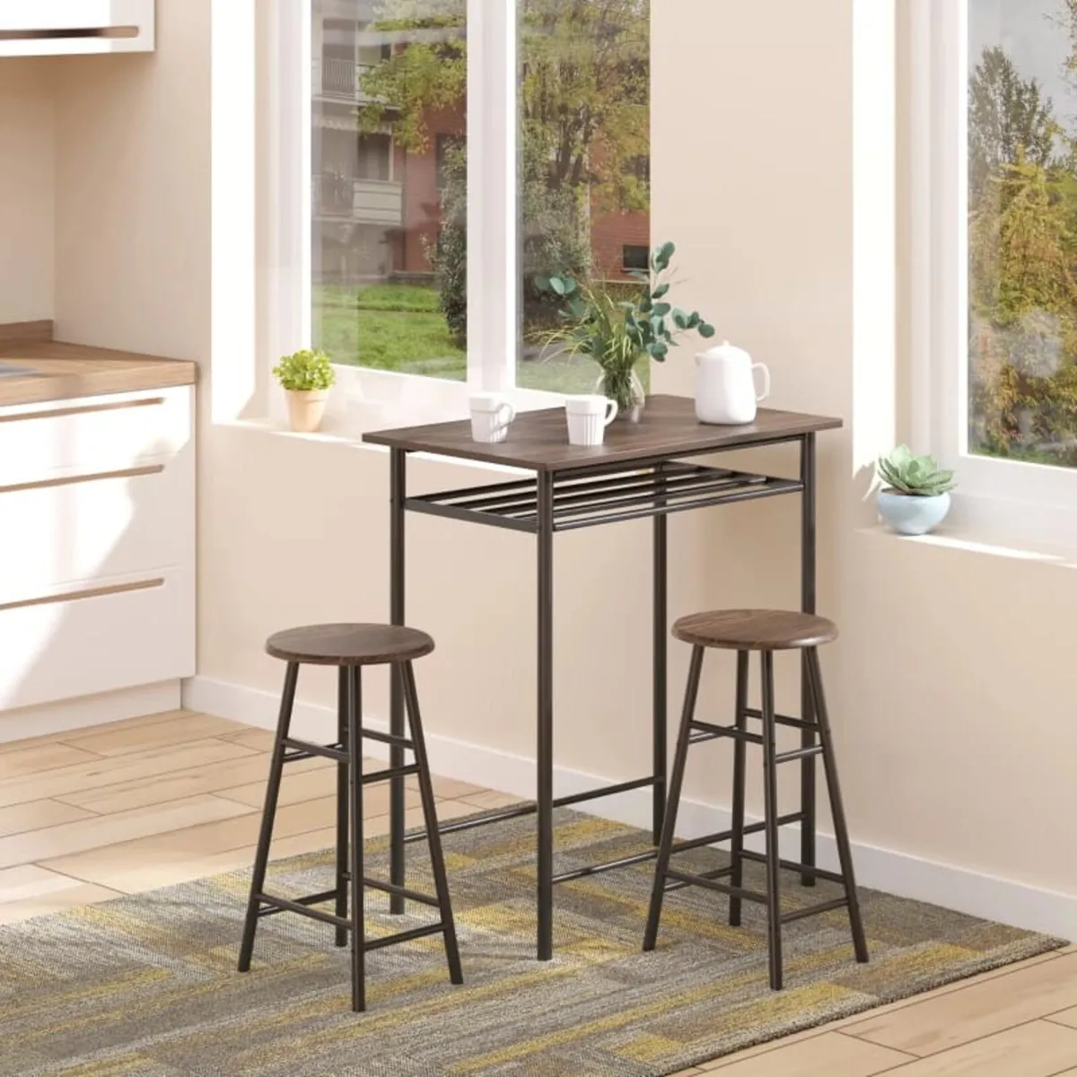 Bar Table Set, Bar Table and Stools Set, Footrest - Image 2