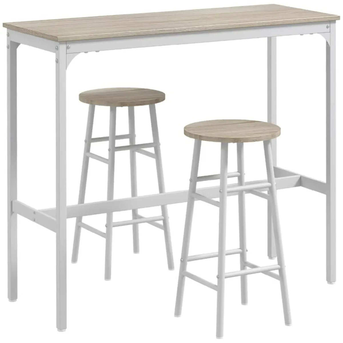 High bar table set + 2 stools, steel frame, natura - Image 1