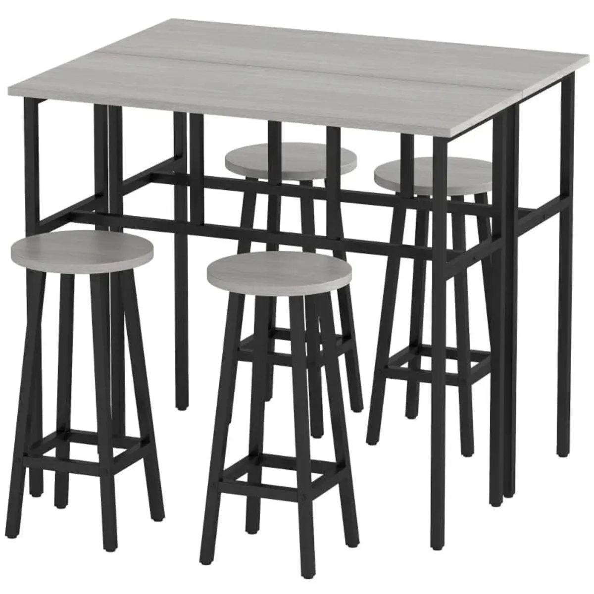 6-Piece Bar Table Set, 2 Breakfast Tables with 4 S - Image 1