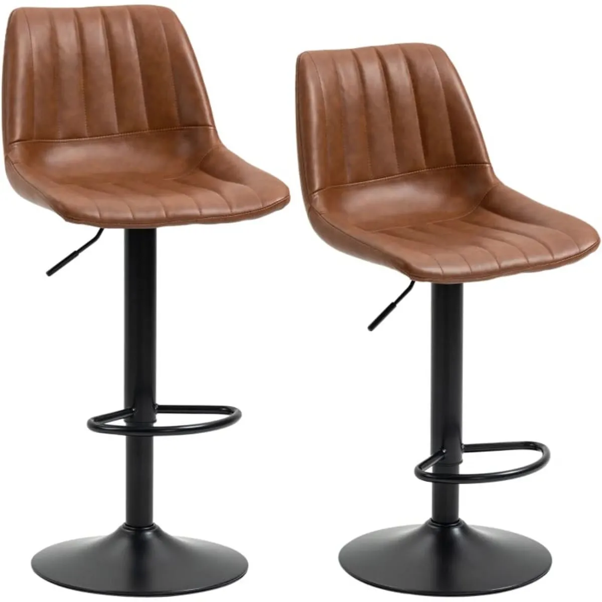 Retro-style 2-Pack Bar Stools with Footrest, Heigh - Image 1