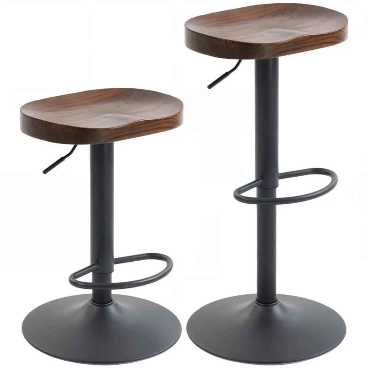 Bar Stool Set of 2, Height-Adjustable Swivel Chair - Image 1