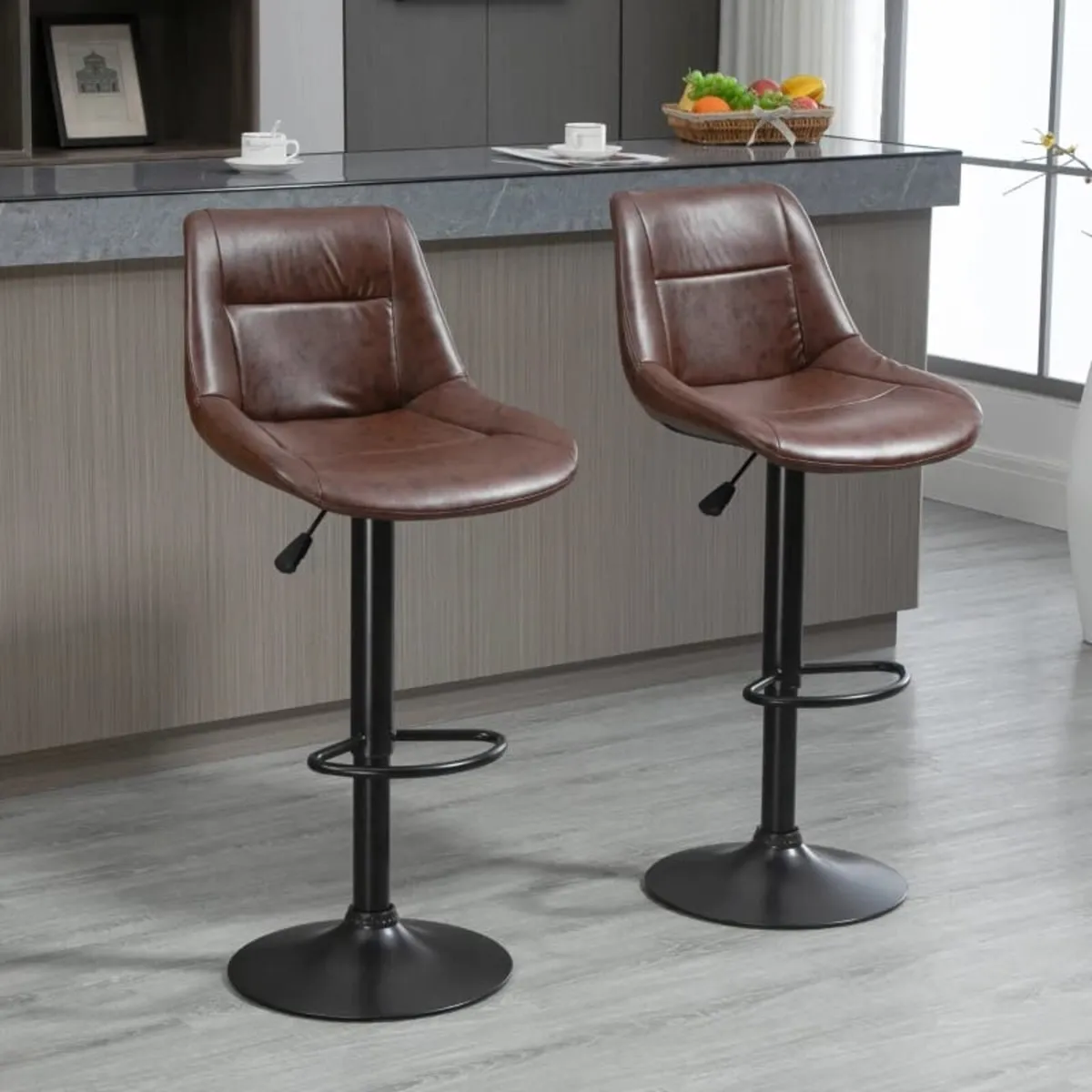 2-Piece Set of Bar Stools Bar Chairs, Height Adjus - Image 1