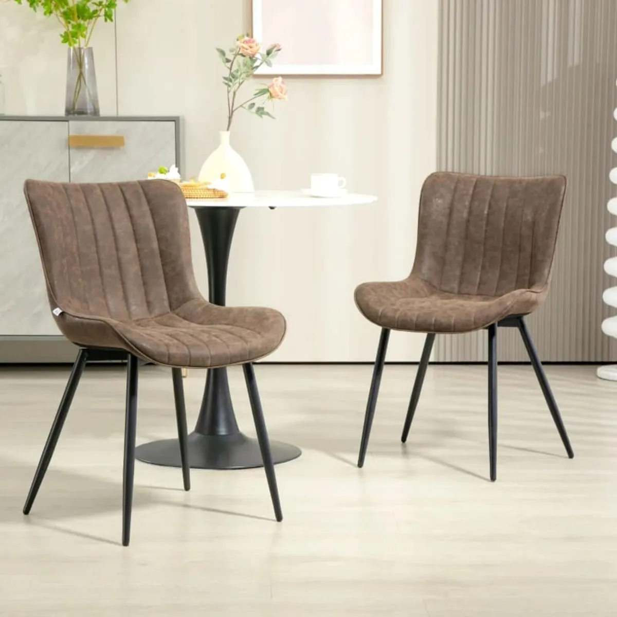 Set of 2 modern tufted dining chairs for living ro - Image 1