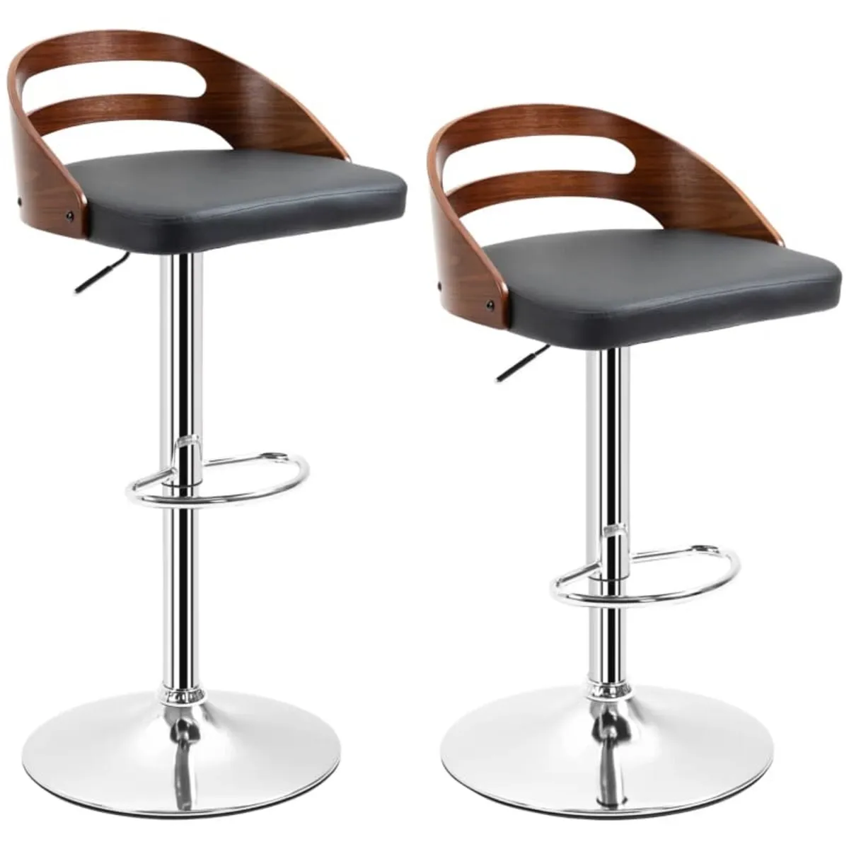 Set of 2 Contemporary Design Bar Stools Adjustable - Image 4