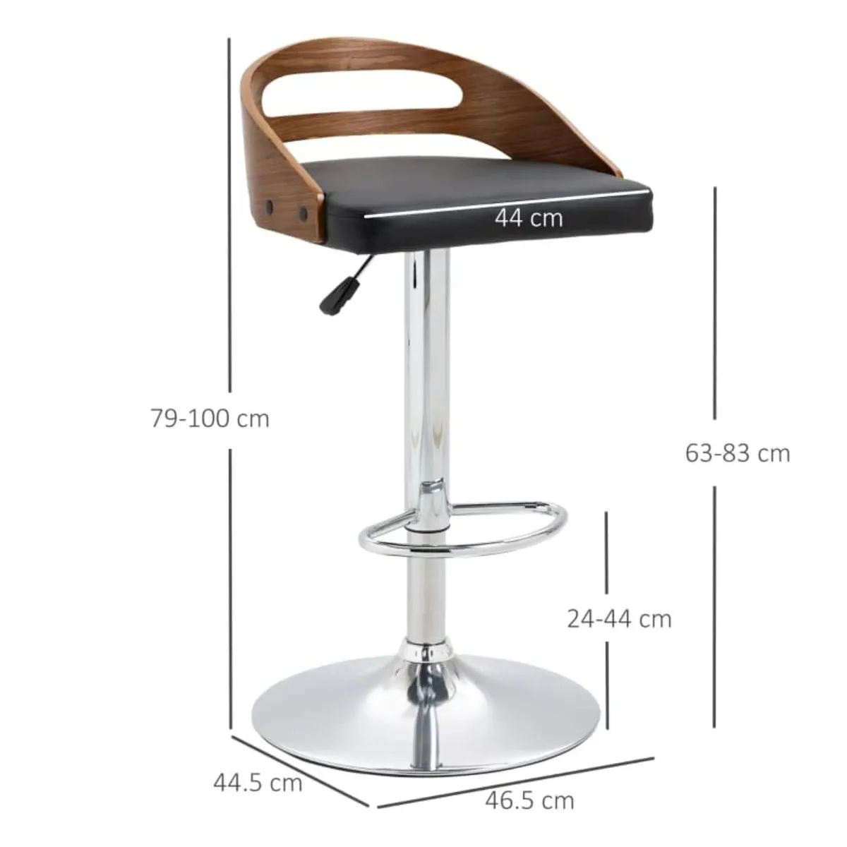 Set of 2 Contemporary Design Bar Stools Adjustable - Image 2