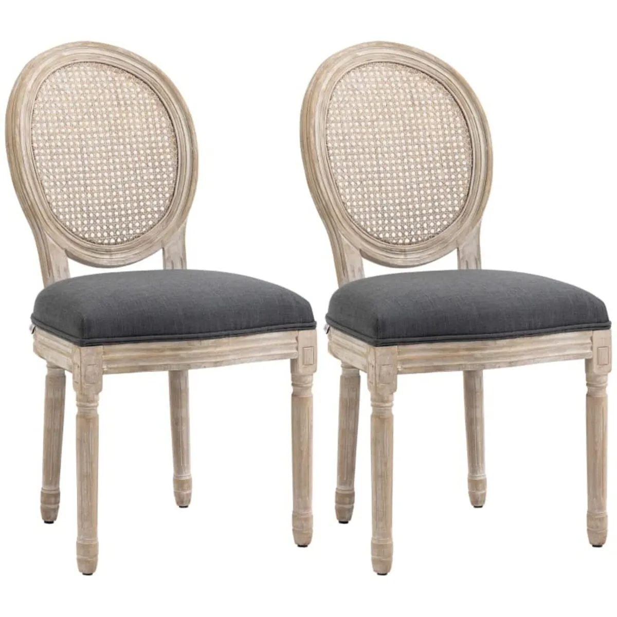 Set of 2 Dining Chairs - Louis XVI Style Medallion - Image 1