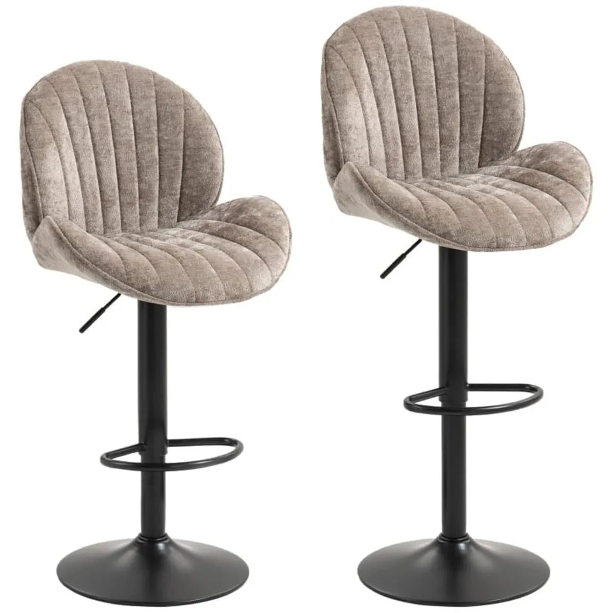 Set of 2 Shell-Shape Bar Stools, Backrest, Height - Image 1