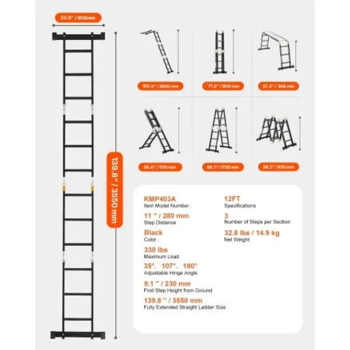 Multi-Purpose Folding Ladder, 7-in-1 Tall Extensio - Image 2