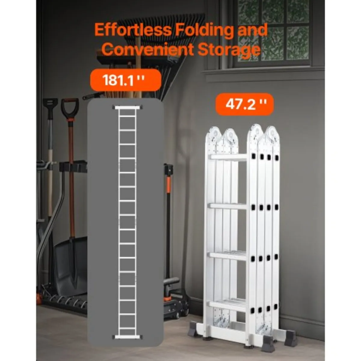 Folding Ladder, 7-in-1 Tall Extension Step Ladder, - Image 4