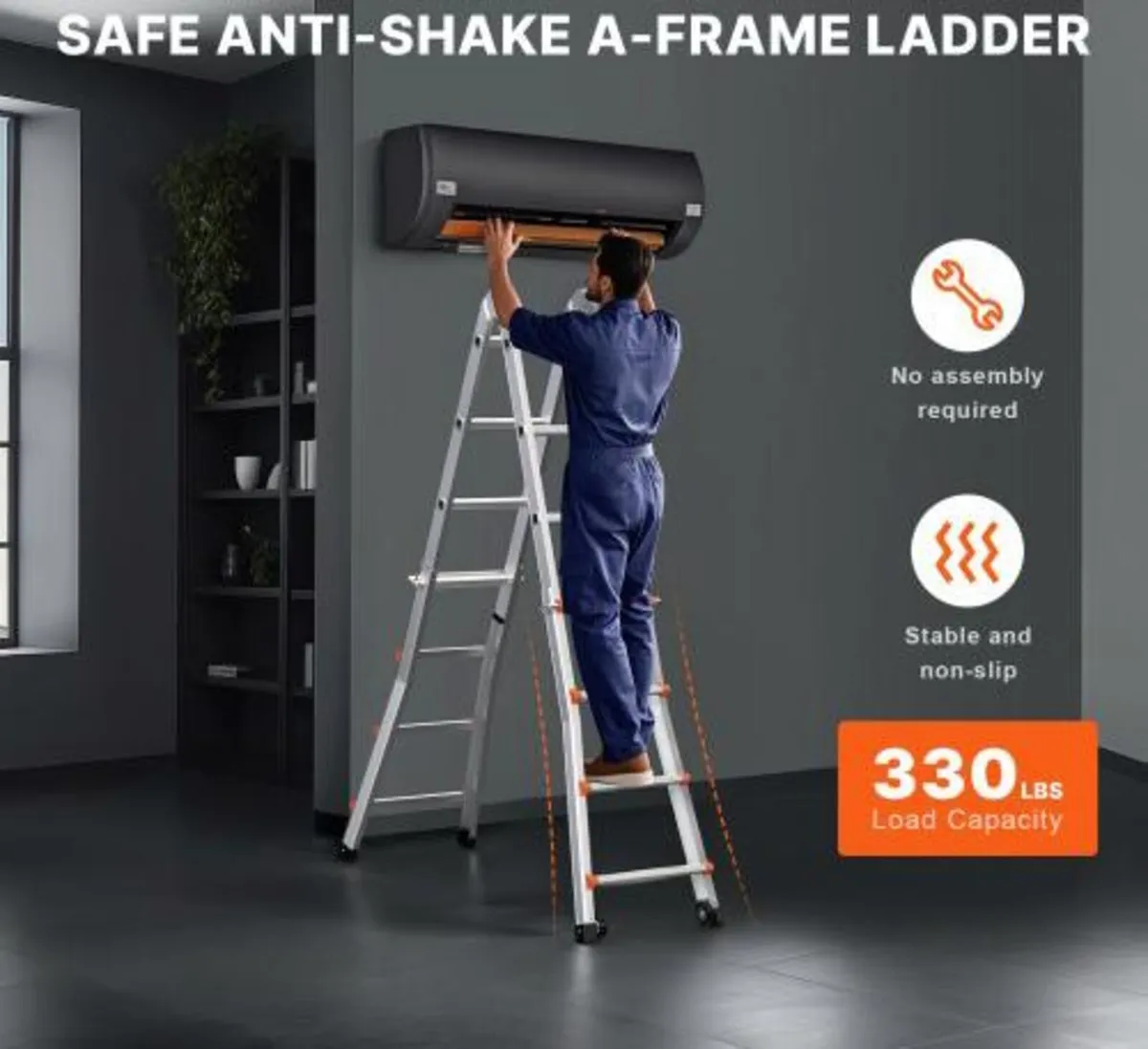 Telescoping Ladder A Frame, 13 FT Compact Aluminum - Image 4