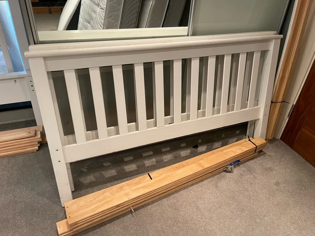 Beautiful White 4Ft 6” Double Wooden Bed - Deliver - Image 2