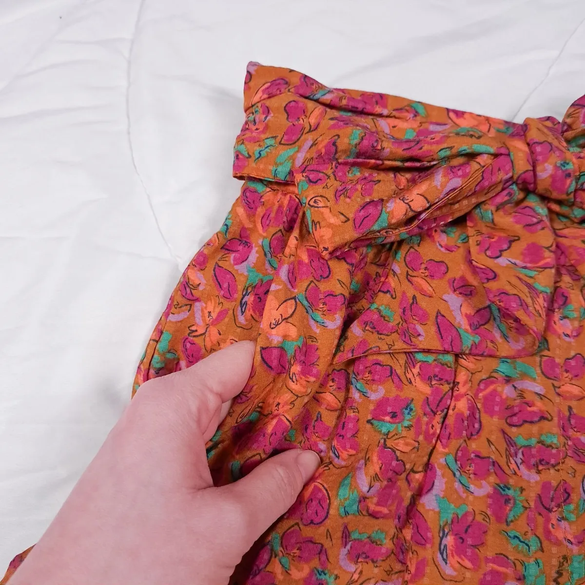 FRNCH Orange Pink Green Floral Shorts Size S - Image 2