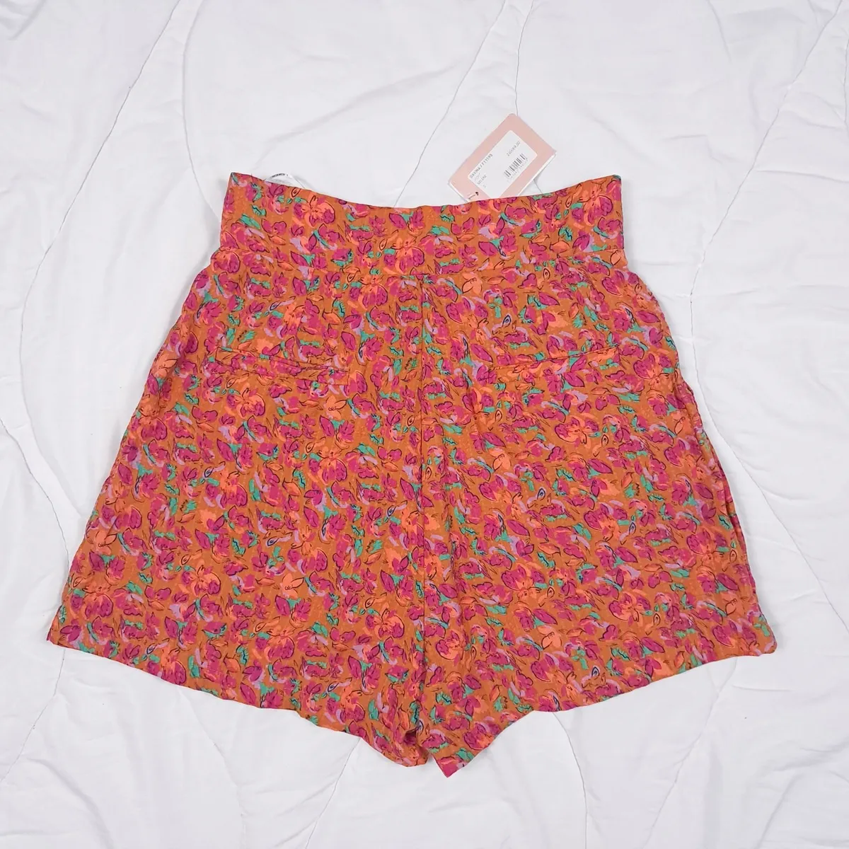FRNCH Orange Pink Green Floral Shorts Size S - Image 3