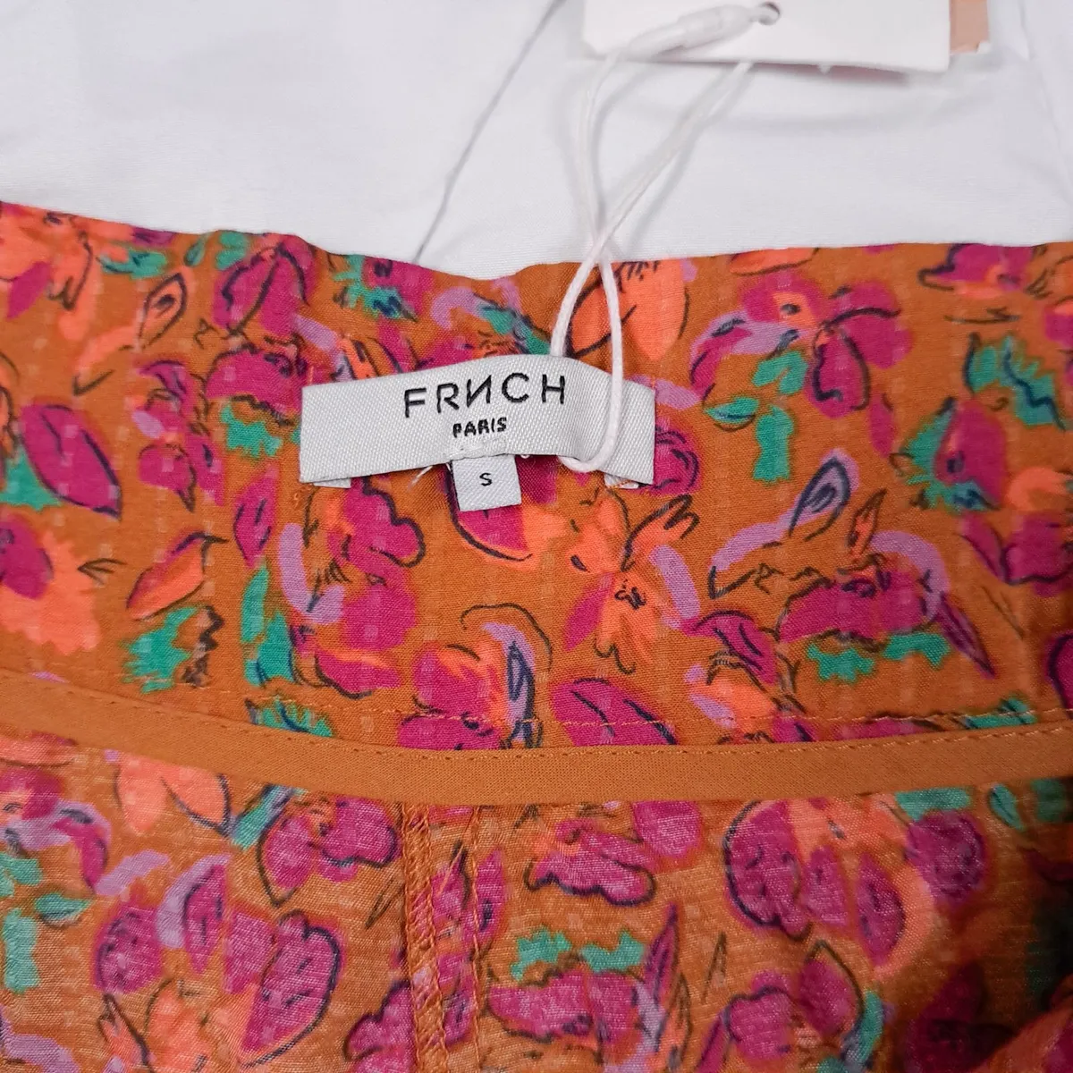 FRNCH Orange Pink Green Floral Shorts Size S - Image 4