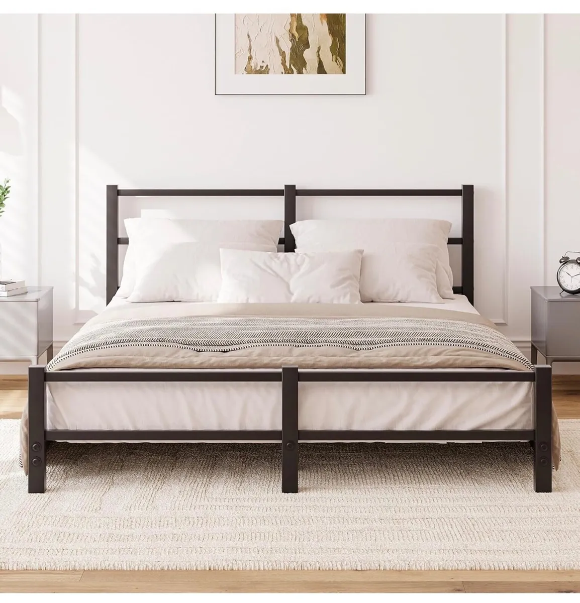 16cm Low Profile King Bed Frame with Headboard, 5f - Image 1