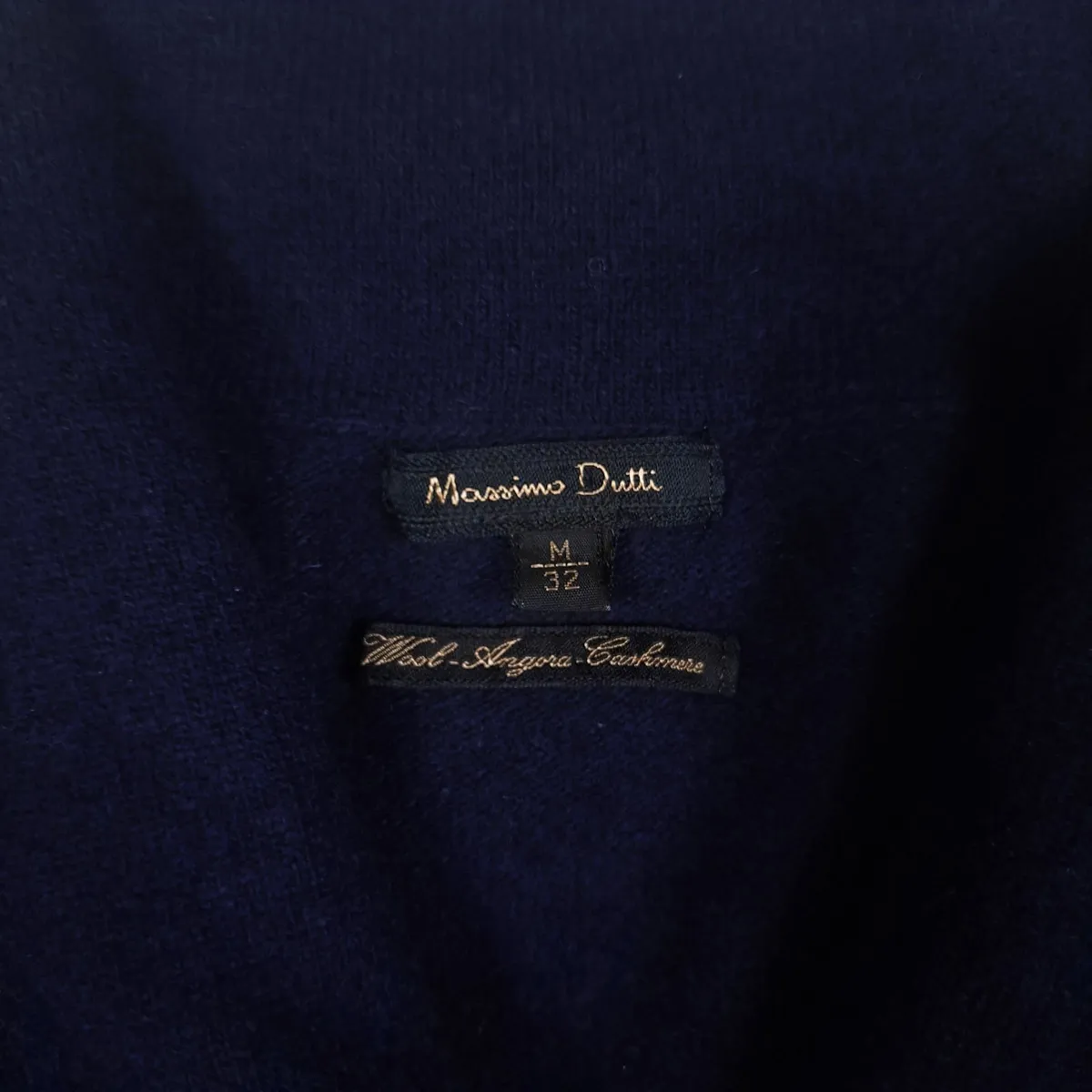 Massimo Dutti Navy Blue Shawl Collar Knit Dress M - Image 2